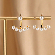 Real 18K Gold Plated Alloy Stud Earrings, with Imitation Pearl Beads, Round, 20x20mm(EE2751-2)