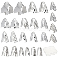 SUNNYCLUE 240Pcs 12 Style 304 Stainless Steel Folding Crimp Cord Ends, Stainless Steel Color, 20pcs/style(STAS-SC0002-96)