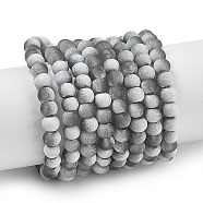 Frosted Crackle Glass Beads Strands, Rondelle, Gray, 4.5x3.5mm, Hole: 0.8mm, about 222pcs/strand, 30.71''~31.10''(78~79cm)(GLAA-U001-4mm-M06)