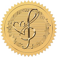 Self Adhesive Gold Foil Embossed Stickers, Medal Decoration Sticker, Musical Note, 5x5cm(DIY-WH0575-040)