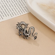 Dragon Alloy Brooch for Men, Antique Silver, 31x19mm(PW-WG39140-09)