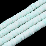 Handmade Polymer Clay Beads Strands, for DIY Jewelry Crafts Supplies, Heishi Beads, Disc/Flat Round, Light Cyan, 6x0.5~1mm, Hole: 1.8mm, about 290~320pcs/strand, 15.75 inch~16.14 inch(40~41cm)(CLAY-R089-6mm-169)