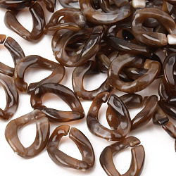 Transparent Acrylic Linking Rings, Quick Link Connectors, For Jewelry Curb Chains Making, Two Tone, Imitation Gemstone Style, Twist, Sienna, 13.5x10x2.5mm, Inner Diameter: 8x4mm(OACR-S038-005A-C08)
