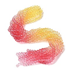Transparent Painted Glass Beads Strands, Faceted, Rondelle, Red, 8x6.5mm, Hole: 1mm, about 60~62pcs/strand, 39~40cm(X1-DGLA-A034-T8mm-A07)