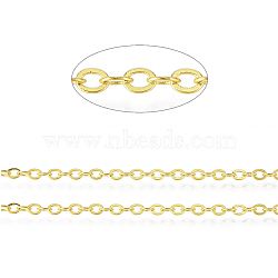 Brass Cable Chains, Soldered, with Spool, Nickel Free, Golden, 2.5x2x0.3mm, about 82.02 Feet(25m)/roll(CHC-S009-002G-NF)