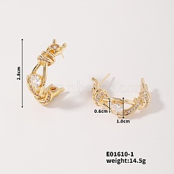 Vintage Hollow Twist Design High Fashion Ear Stud Earrings, Golden, 28x10mm(IK5867)