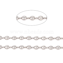 304 Stainless Steel Coffee Bean Chain, Unwelded, Stainless Steel Color, Link: 9.5x7x2.5mm and 7x4.5x2mm(CHS-F017-07B-P)
