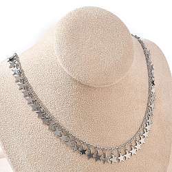 304 Stainless Steel Star Tassel Necklaces for Women, Tarnish Free, Stainless Steel Color, 17.64 inch(44.8cm)(NJEW-D328-04P)