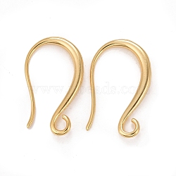 Rack Plating Eco-friendly Brass Earring Hooks, with Horizontal Loop, Lead Free & Cadmium Free, Real 24K Gold Plated, 19x2.5mm, Hole: 2mm, 24 Gauge, Pin: 0.5mm(KK-D075-11G-RS)