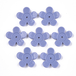 Opaque Acrylic Beads, Flower, Royal Blue, Tray: 12mm, 27x28x4.5mm, Hole: 2mm(SACR-S302-01B)