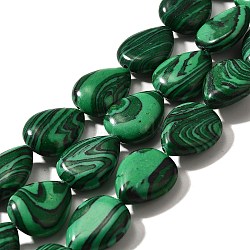 Synthetic Malachite Beads Strands, Teardrop, 16x12x5~6mm, Hole: 1mm, about 25pcs/strand, 15.16''~15.75''(38.5~40cm)(G-P561-B07-01)