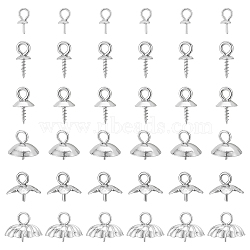 112Pcs 6 Styles 304 & 201 Stainless Steel Cup Pearl Peg Bails Pin Pendants, For Half Drilled Beads, Stainless Steel Color, 7~10.5x3~7.5mm, Hole: 0.7~2mm, 112pcs/box(STAS-UN0055-23)