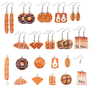 DIY Food Theme Earring Making Kits, with Imitation Food Resin Pendants, Brass Earring Hooks, Iron Jump Rings, Mixed Color, Pendants: 20pcs/box