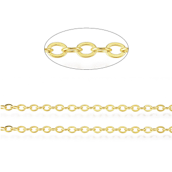 Brass Cable Chains, Soldered, with Spool, Nickel Free, Golden, 2.5x2x0.3mm, about 82.02 Feet(25m)/roll
