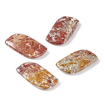Natural Gemstones Pendants, Leaf, Dark Orange, 45~47x25~25.5x6~8mm, Hole: 1.6mm