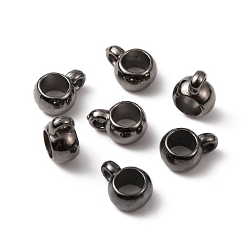 CCB Plastic Tube Bails, Rondelle Loop Bail Beads, Gunmetal, 12.5x8.5x5mm, Hole: 1.5mm, Inner Diameter: 5mm