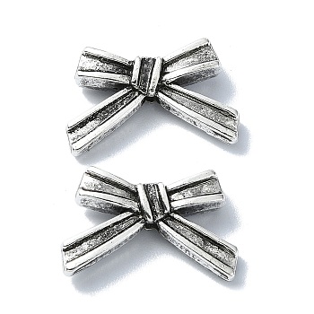 Tibetan Style Alloy Beads, Bowknot, Antique Silver, 11x17.5x4.5mm, Hole: 1.8mm, about 324pcs/500g