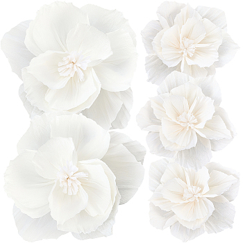 1 Bag Crepe Paper Artificial Flowers, for Wedding Celebration Decoration, White, 175~180x27~28mm