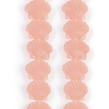 Synthetic Coral Dyed Carved Beads Strands, Shell Shape, Misty Rose, 11~11.5x9x6.5mm, Hole: 1mm, about 30pcs/strand, 10.71''(27.2cm)