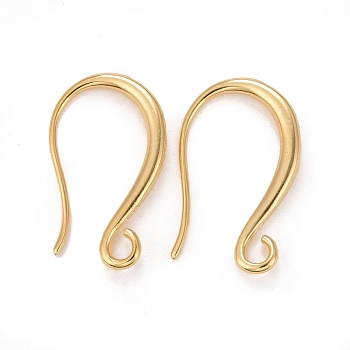 Rack Plating Eco-friendly Brass Earring Hooks, with Horizontal Loop, Lead Free & Cadmium Free, Real 24K Gold Plated, 19x2.5mm, Hole: 2mm, 24 Gauge, Pin: 0.5mm