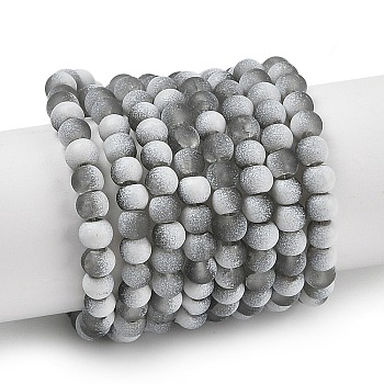 Frosted Crackle Glass Beads Strands, Rondelle, Gray, 4.5x3.5mm, Hole: 0.8mm, about 222pcs/strand, 30.71''~31.10''(78~79cm)