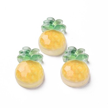 Transparent Epoxy Resin Cabochons, Faceted, Pineapple, Gold, 23.5x16x7mm