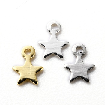 Brass Charms, Star, Mixed Color, 5x4x0.3mm, Hole: 0.5mm