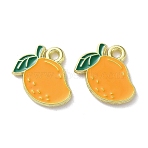 Fruit Alloy Enamel Charms, Mango, Light Gold, Gold, 13.5x11.5x1.5mm, Hole: 1.5mm(PALLOY-S058-01LG-29)