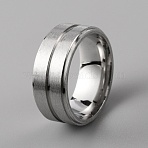316 Stainless Steel Grooved Finger Ring for Women, Stainless Steel Color, US Size 6 1/2(16.9mm)(RJEW-WH0010-03B-P)