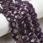 Natural Amethyst Beads Strands, Flat Round, 11.5~12x3~3.5mm, Hole: 0.7mm, about 41pcs/strand, 14.65''(37.2cm)(G-K366-D06-02)