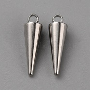 303 Stainless Steel Charms, Spike/Cone Charm, Stainless Steel Color, 16x5mm, Hole: 2mm(STAS-WH0033-31)