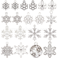 120Pcs 12 Style Tibetan Style Alloy Pendants, Snowflake, Antique Silver & Platinum, 15~28x10.5~22x1~2.5mm, Hole: 0.7~2mm, 10pcs/style(TIBE-SC0001-84)