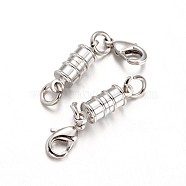 Eco-Friendly Column Brass Magnetic Clasps, with Lobster Claw Clasps, Lead Free & Nickel Free, Platinum, 17x6mm(X-KK-I603-05P)