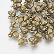 Alloy Pendants, Nickel Free, Acorn, Antique Bronze, Size:about 8mm long, 7mm wide, 2mm thick, hole: 2mm(PALLOY-A15552-AB-NF)