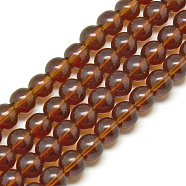 Glass Beads Strands, Round, Saddle Brown, 4mm, Hole: 0.5mm, about 84pcs/strand, 13 inch(X-GR4mm65Y)