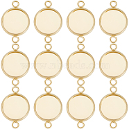 30Pcs 201 Stainless Steel Cabochon Connector Settings, Plain Edge Bezel Cups, Flat Round, Real 24K Gold Plated, Tray: 12mm, 21x14x2mm, Hole: 2mm(STAS-BBC0004-36)