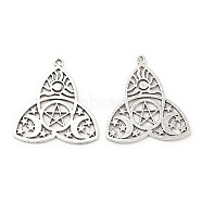 Tibetan Style Alloy Pendants, Triangle, Antique Silver, 35x32x1.3mm, Hole: 1.5mm(PALLOY-I220-04AS)