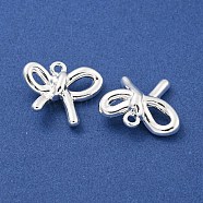 Rack Plating Alloy Pendants, Bowknot Charms, Silver, 15.5x19.5x6mm, Hole: 1.8mm(PALLOY-I221-07S)