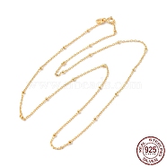 925 Sterling Silver Satellite Chain Necklaces, with S925 Stamp, for Beadable Necklace Making, Real 18K Gold Plated, 16.10 inch(40.9cm)(STER-D017-01B-G)