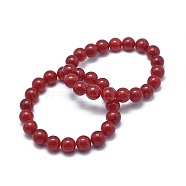 Natural Jade Bead Stretch Bracelets, Round, Dyed, 2 inch~2-1/8 inch(5.2~5.5cm), Bead: 10mm(BJEW-K212-C-036)