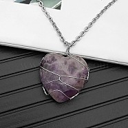 Natural Amethyst Pendant Necklaces, 19.69 inch(50cm)(CY8832-14)