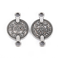 Tibetan Style Alloy Links Connectors, Cadmium Free & Lead Free, Flat Round, Antique Silver, 28x17.5x1.5mm, Hole: 2.5mm(TIBEP-Q089-013-RS)