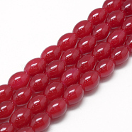 Baking Painted Glass Beads Strands, Oval, Imitation Jade, Dark Red, 8~8.5x6~6.5mm, Hole: 1.5mm, about 96pcs/strand, 32.2 inch(X-DGLA-S115-8x6mm-Y47)