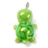 Animal Theme Resin Pendants, AB Color Plated, with Platinum Iron Loop, Tortoise, 27.5x15x10mm, Hole: 2mm(RESI-S010-04A)