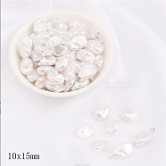 ABS Plastic Imitation Pearl Beads, Rice, White, 15x10x6mm, Hole: 1.6mm(PEAR-WH0004-03)