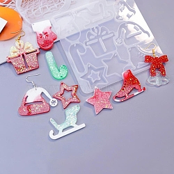 Christmas Pendants DIY Silicone Mold, Resin Casting Molds, for UV Resin, Epoxy Resin Craft Making, White, Star, 125x121x5mm, Inner Diameter: 28~42x30~44mm(DIY-K073-19E)