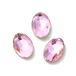 Glass Rhinestone Cabochons, Point Back & Back Plated, Faceted, Oval, Light Rose, 8x5.5x2.5mm(RGLA-P037-08B-D223)