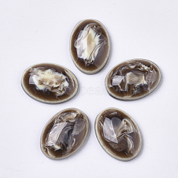 Resin Cabochons, Imitation Gemstone, Faceted, Oval, Coffee, 17.5x13x4.5mm(RESI-T309-013)