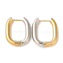 Rectangle Ion Plating(IP) 304 Stainless Steel Hoop Earrings for Women, Golden & Stainless Steel Color, 23.5x19.5mm(EJEW-L287-059GP)