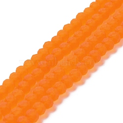 Transparent Glass Beads Strands, Faceted, Frosted, Rondelle, Dark Orange, 6x4.5mm, Hole: 1.4mm, about 86pcs/strand, 16.14 inch(41cm)(EGLA-A034-T6mm-MD25)